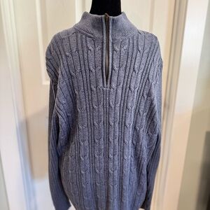 Tommy Bahama Men's Blue Cable Knit Zip-Up Sweater